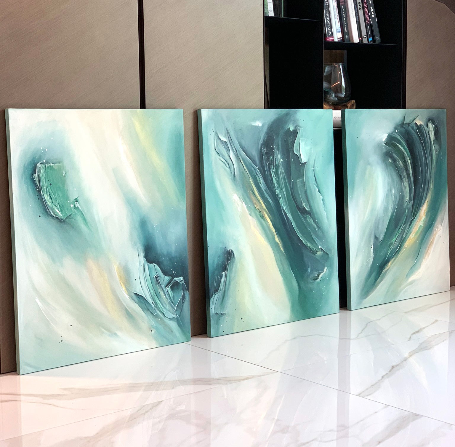 sage embers triptych - 60x75cm
